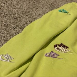 Nike Men's Neon Green Embroidered Swoosh Logos French Terry Shorts Size XL